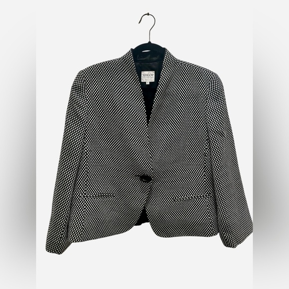 ARMANI COLLEZIONI Polka Dot Single Button Patterned Blazer Suit Top Jacket - Picture 5 of 6